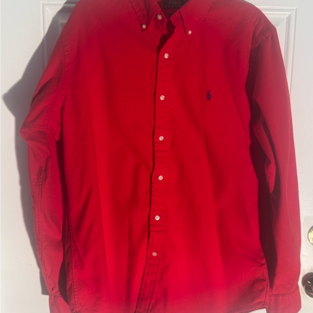 Ralph Lauren Men's Vibrant Red Button Down Shirt